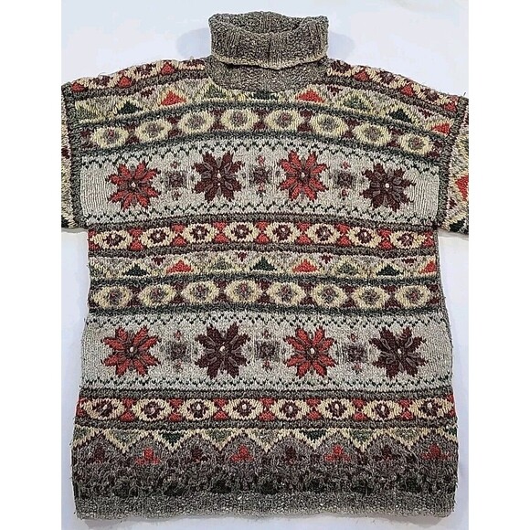 Express Tricot Chunky Knit Sweater Size Med Fair Isle Wool Angora Acrylic Silk - Picture 2 of 15